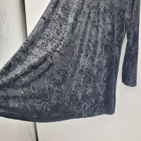 Vintage M Fasis Black Crushed Velvet Dark Academia Gothic Witchy Chic Dress XL - Picture 8 of 8